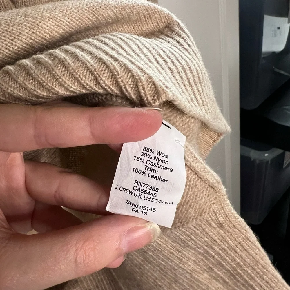 J. Crew Wool Cashmere Leather Elbow Sweater - Picture 5 of 9